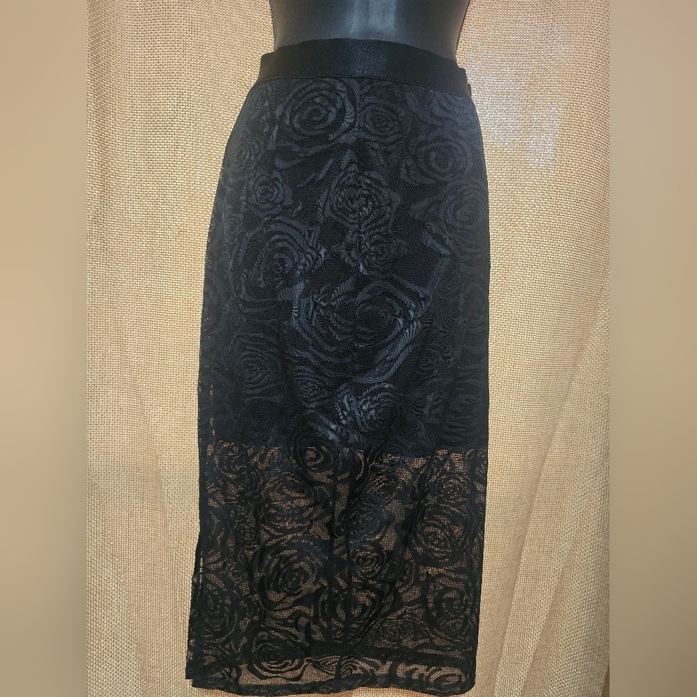 Bebe Black Cut Out Pencil Skirt Midi